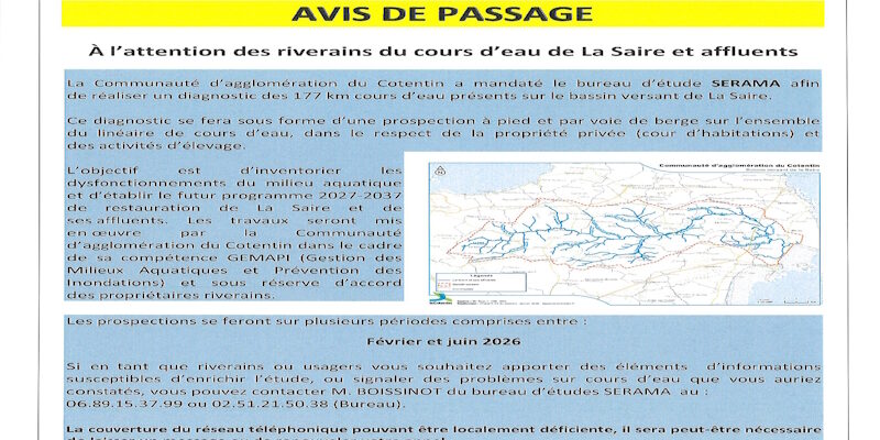 Diagnostic des cours d&rsquo;eau du bassin versant de La Saire
